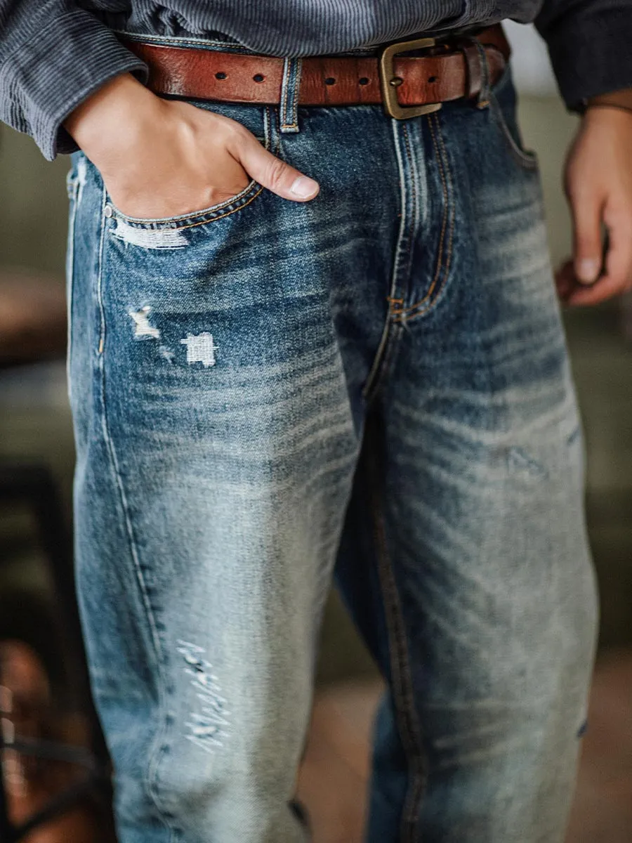 RELAXED PRE-DISTRESSED JEANS