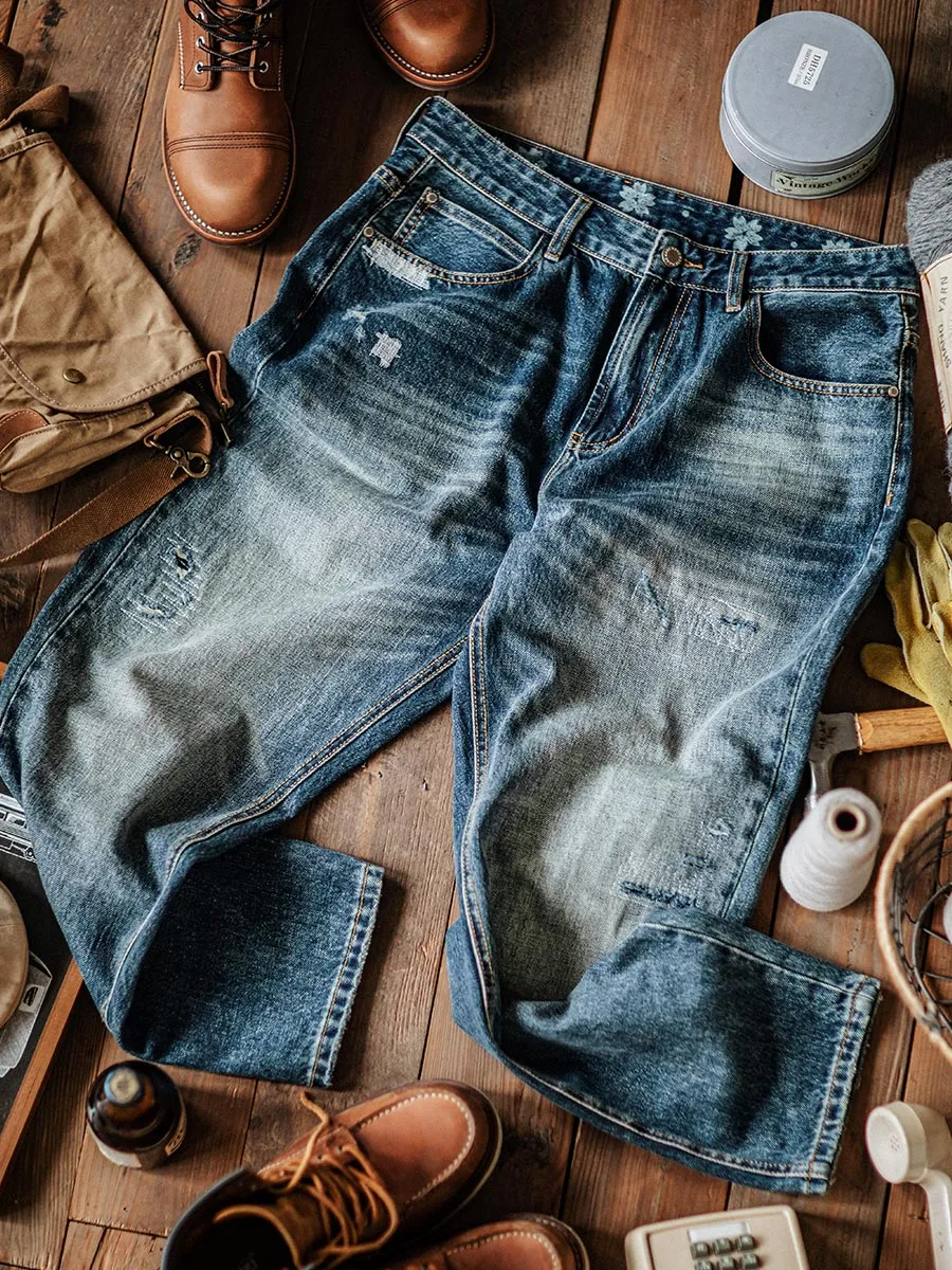 RELAXED PRE-DISTRESSED JEANS