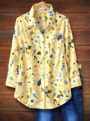 Romantic Nature Print Loose Blouse