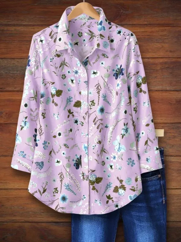 Romantic Nature Print Loose Blouse