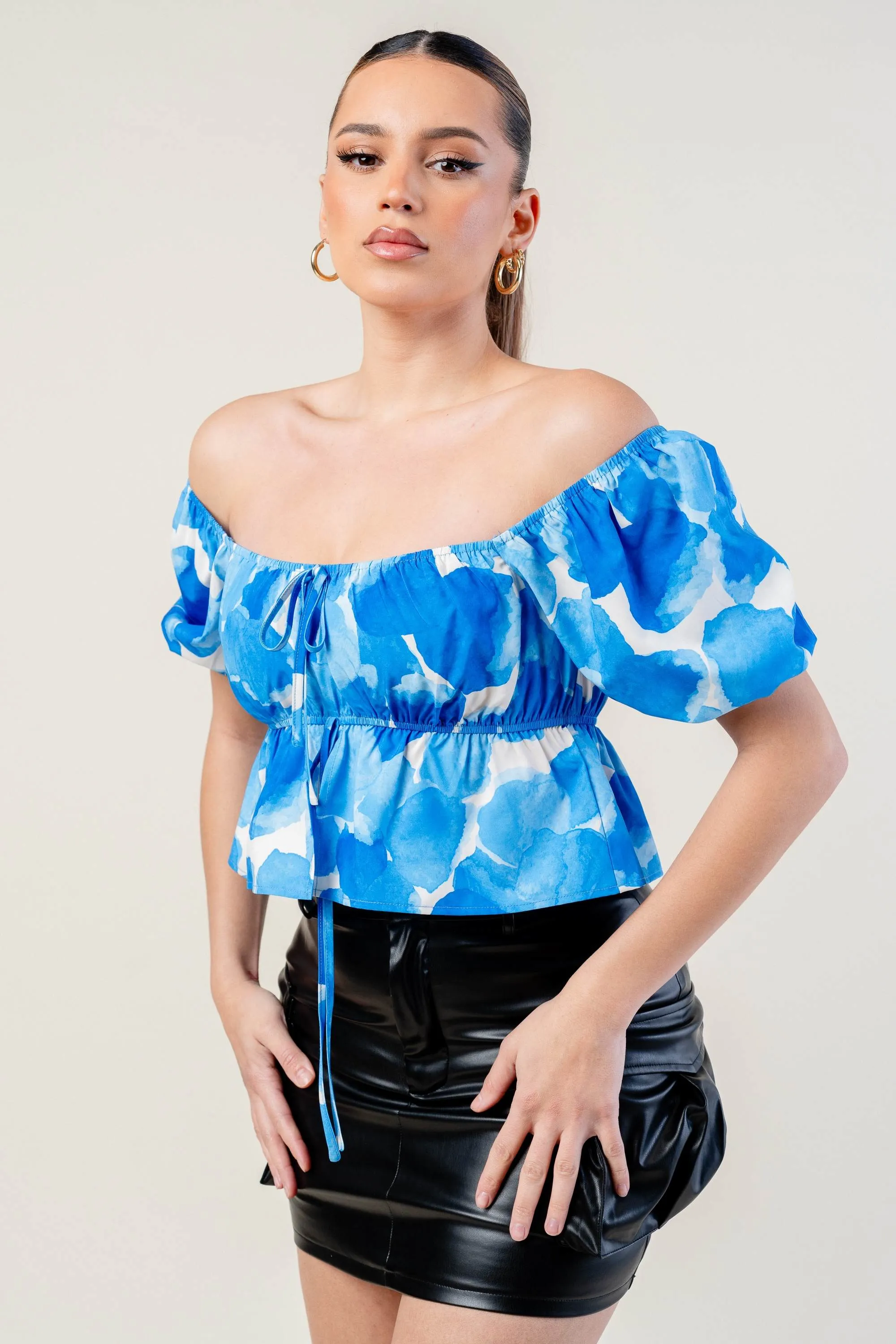 ROMANTIC PETAL BUBBLE SHORT SLEEVES RUFFLED TOP