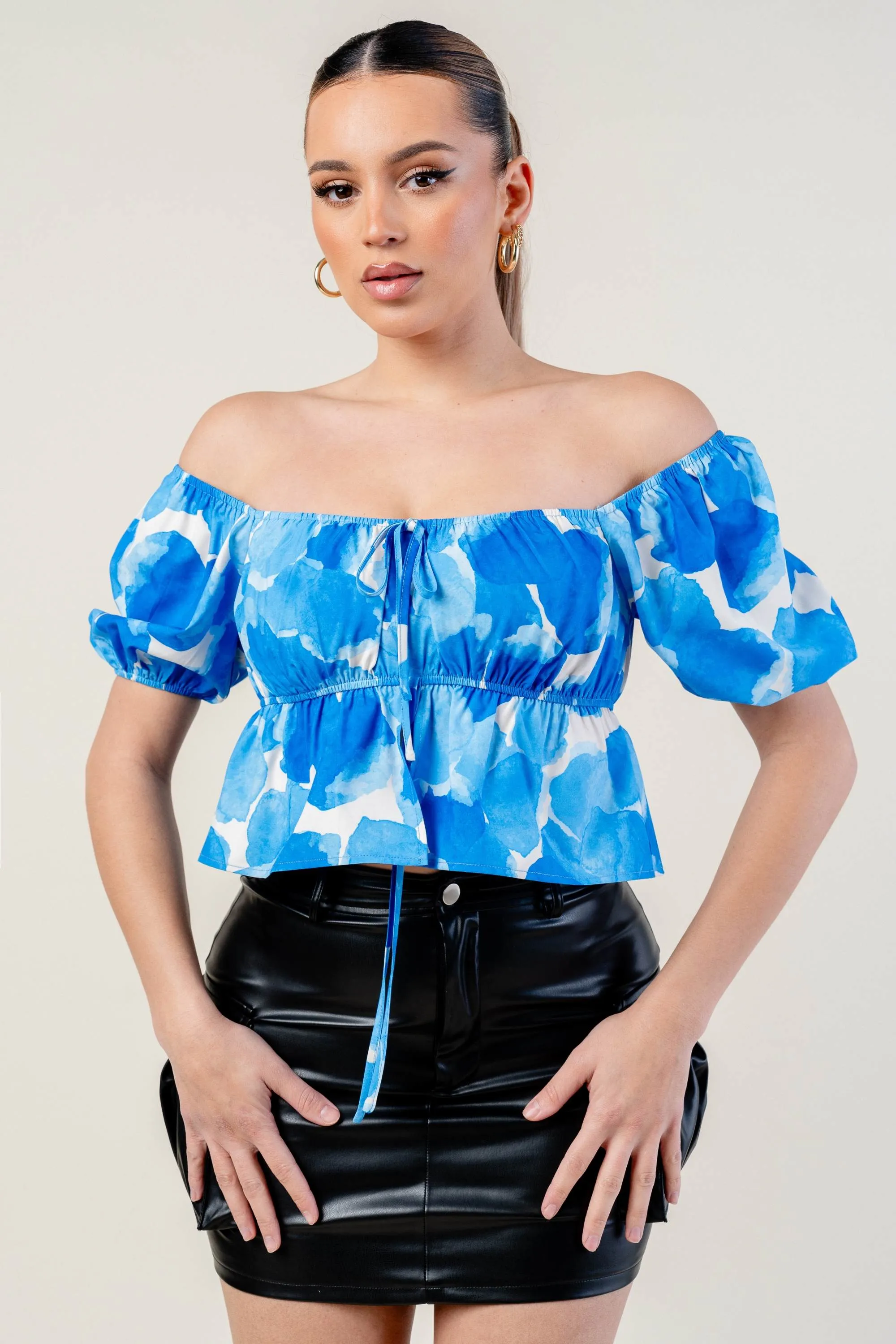 ROMANTIC PETAL BUBBLE SHORT SLEEVES RUFFLED TOP