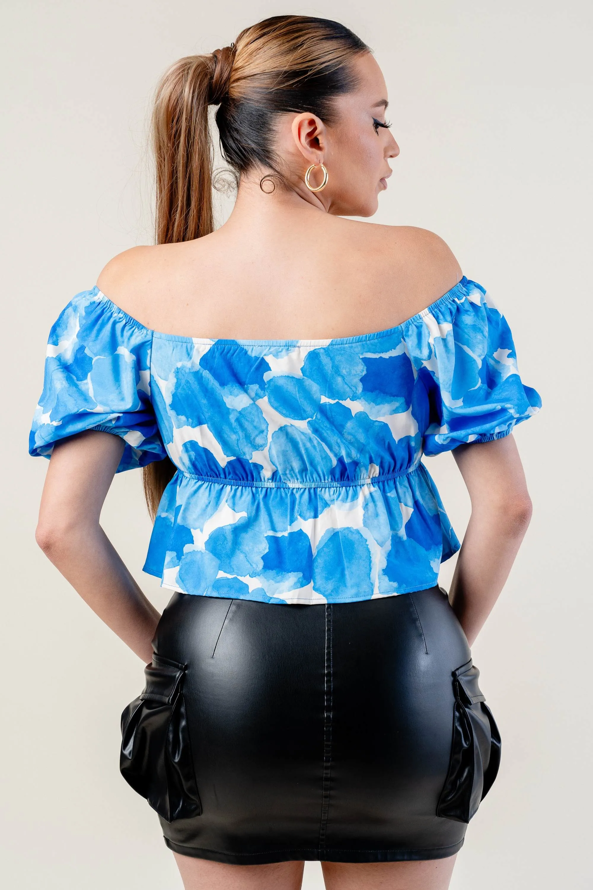 ROMANTIC PETAL BUBBLE SHORT SLEEVES RUFFLED TOP