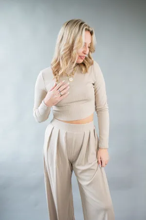Roxy Mock Neck Top Taupe