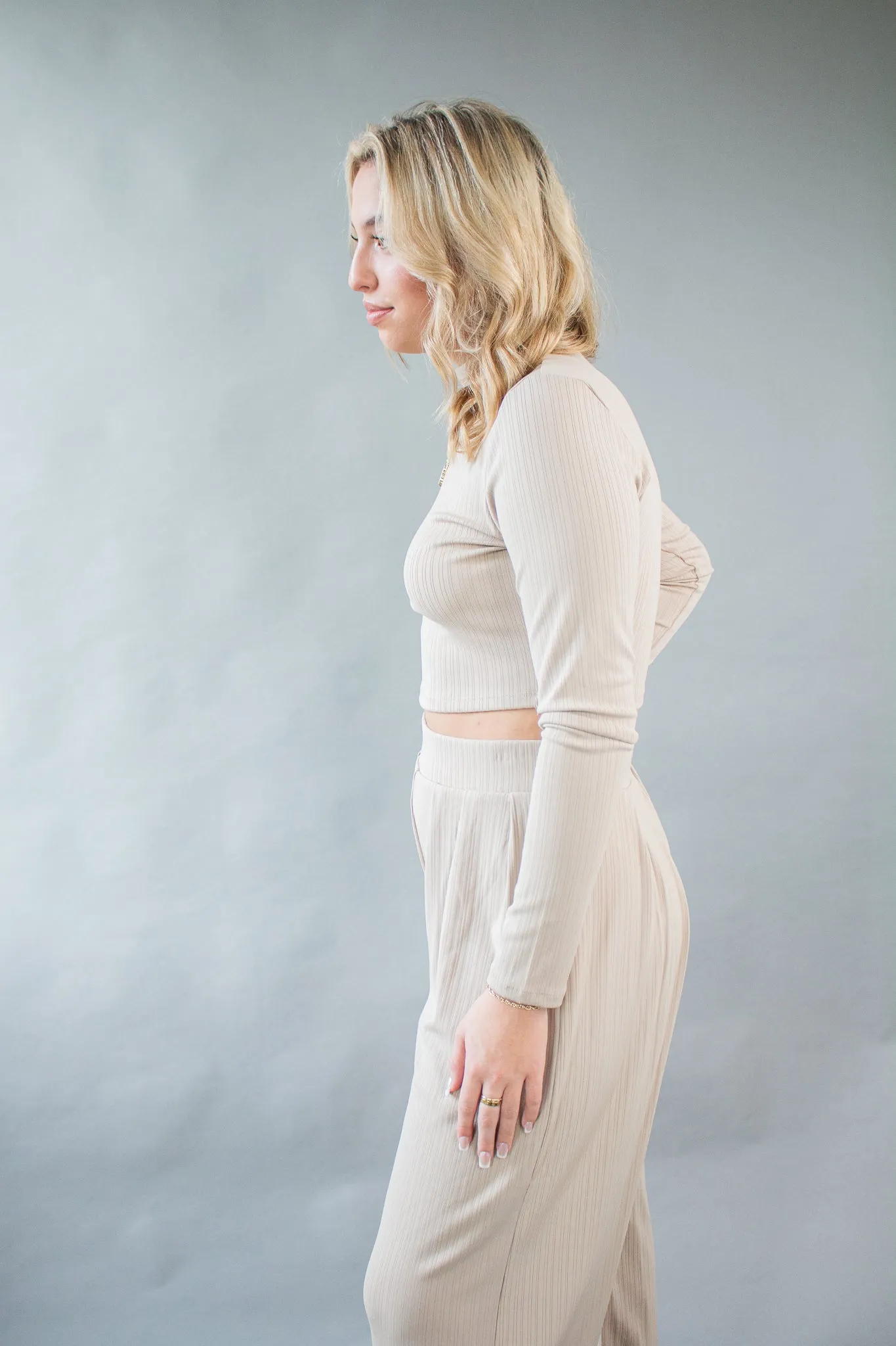 Roxy Mock Neck Top Taupe
