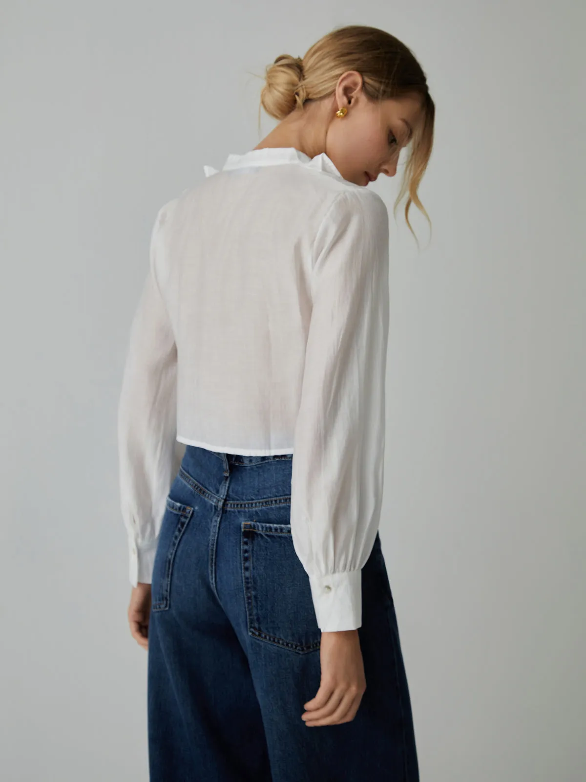 Ruffle Bishop Graceful Sleeve Blouse