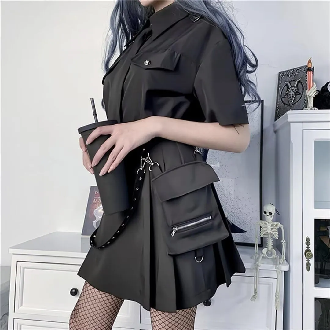 Ruolai Women's High Waist Leather Skater Skirt Black A-line Pleated Mini Skirts Classic Stretchy