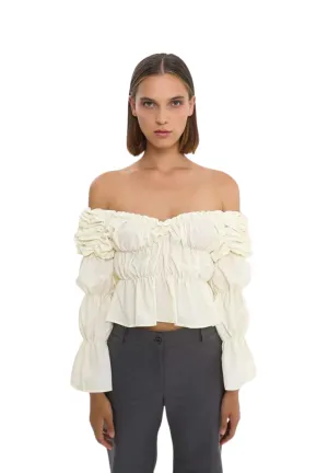 Sadie Off White Ruched Blouse