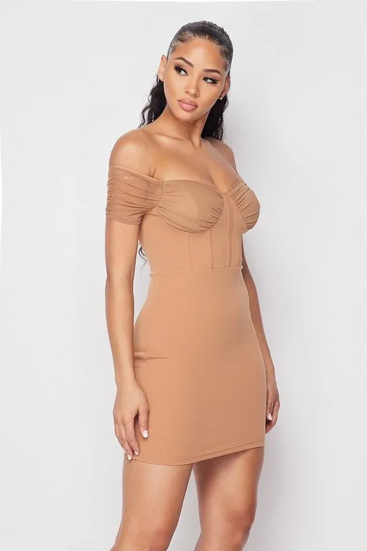 Sandy Nights Off the Shoulder Bustier Dress
