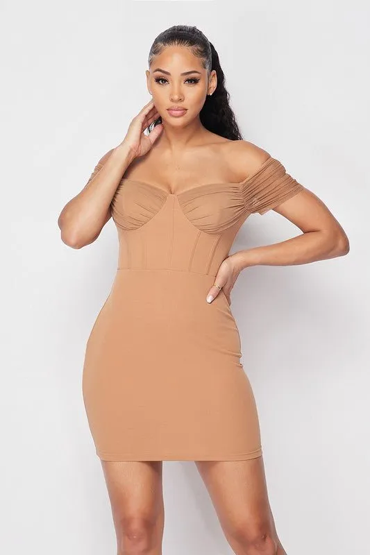 Sandy Nights Off the Shoulder Bustier Dress