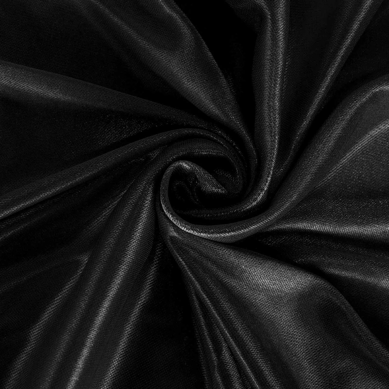 Satin Table Skirt 21ft Black - Pleated Double Drape Table Cover