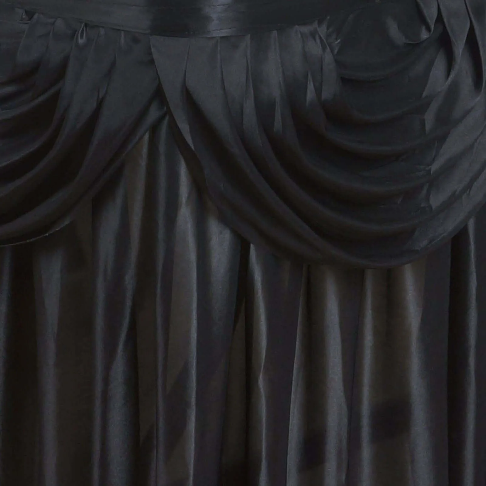 Satin Table Skirt 21ft Black - Pleated Double Drape Table Cover