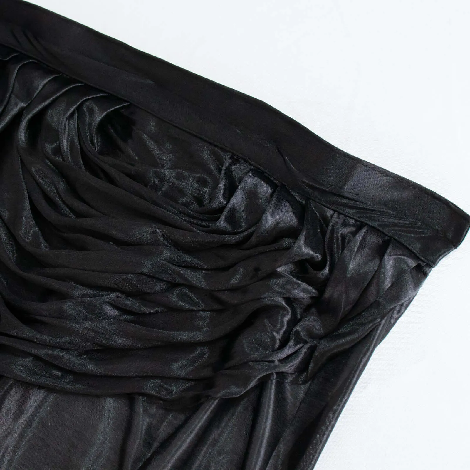 Satin Table Skirt 21ft Black - Pleated Double Drape Table Cover