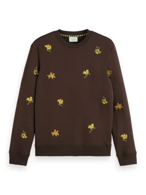 Scotch and Soda Embroidered Sweat - Wildflower Chocolate