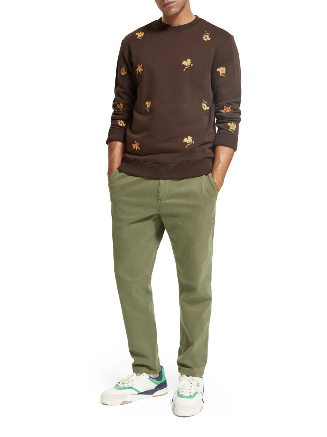 Scotch and Soda Embroidered Sweat - Wildflower Chocolate