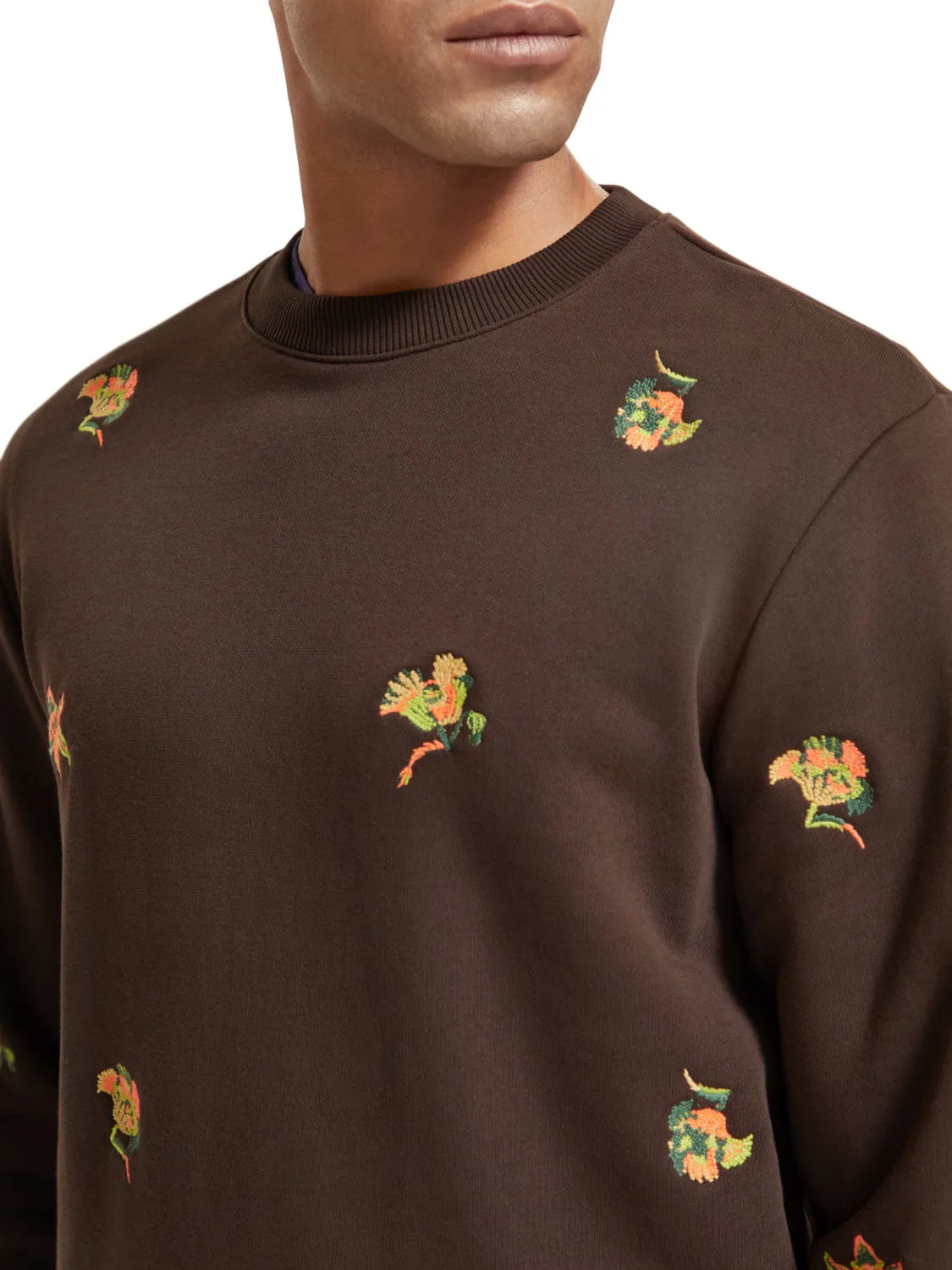 Scotch and Soda Embroidered Sweat - Wildflower Chocolate