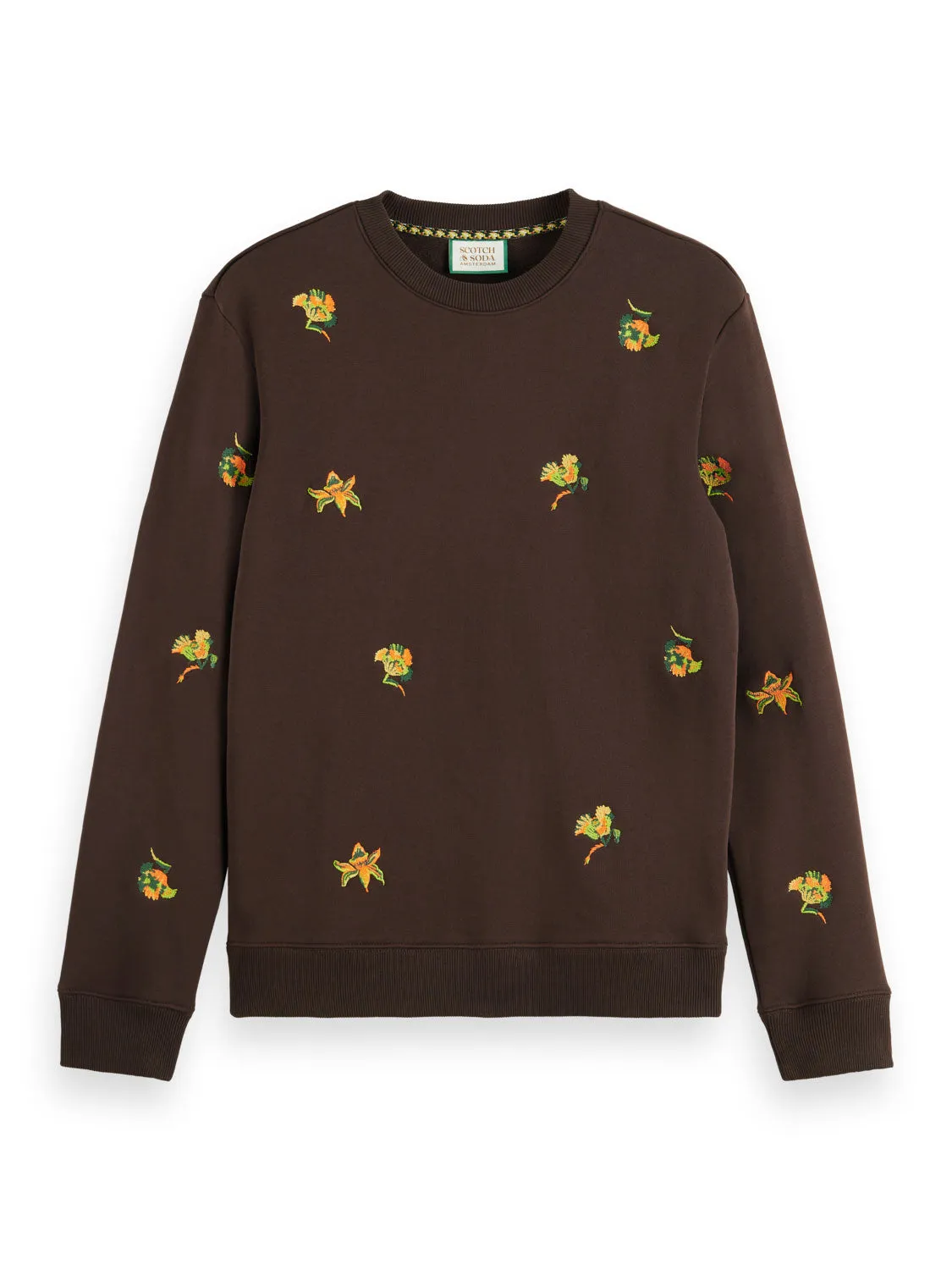 Scotch and Soda Embroidered Sweat - Wildflower Chocolate