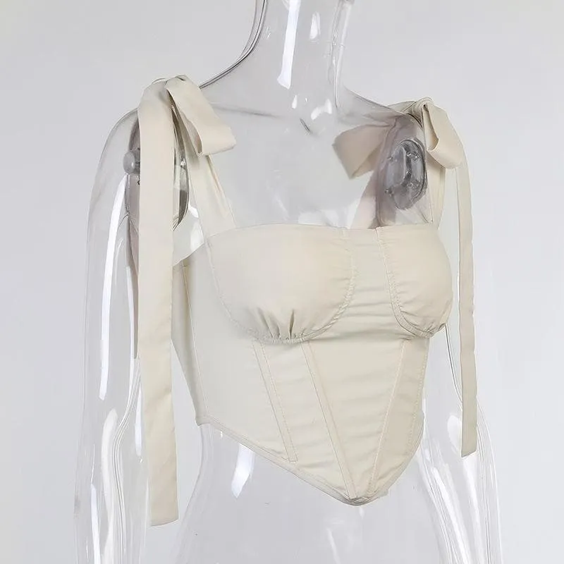 Self tie ribbed crop top
