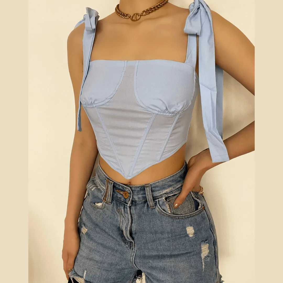 Self tie ribbed crop top