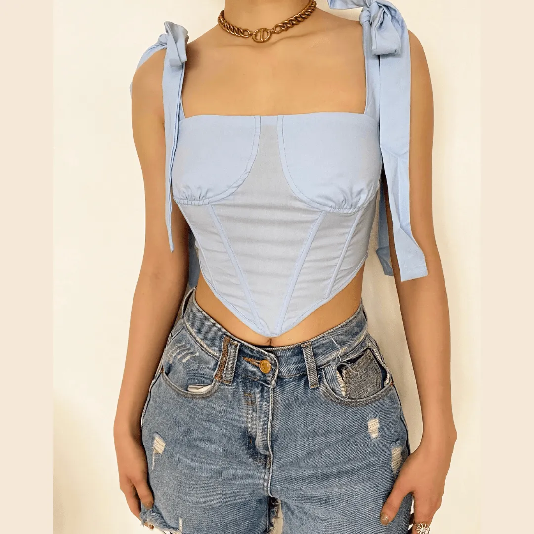 Self tie ribbed crop top