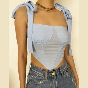 Self tie ribbed crop top