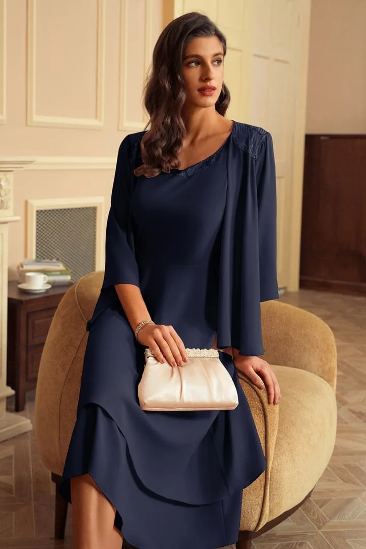 Sequin Chiffon Two Piece Midi Dresses