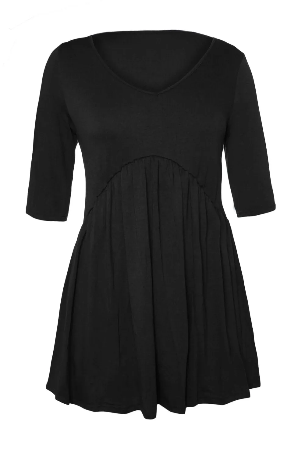 Sexy Black 3/4 Sleeve Babydoll Tops