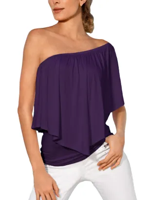 Sexy Purple Multi-way Ruffle Women Top