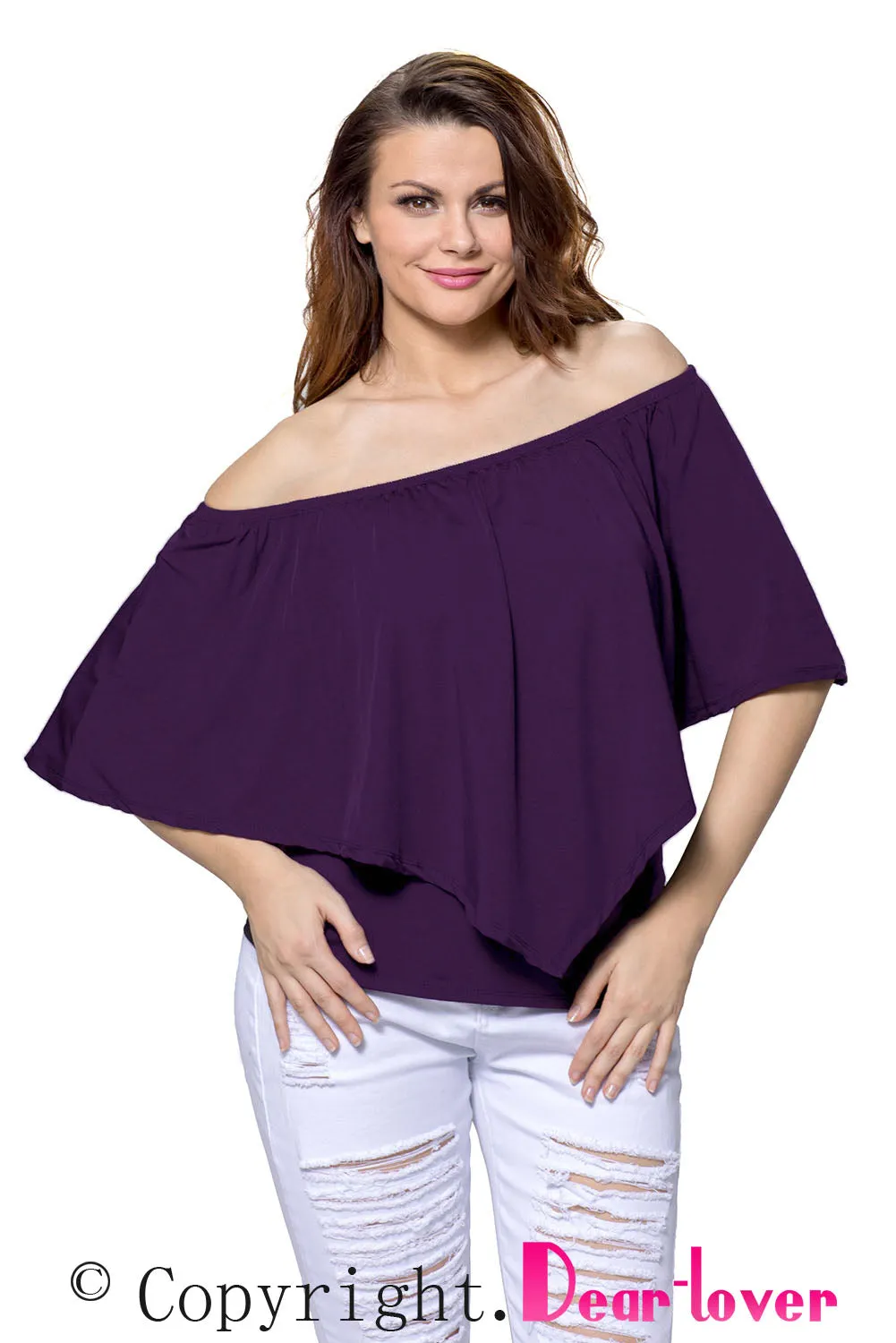 Sexy Purple Multi-way Ruffle Women Top