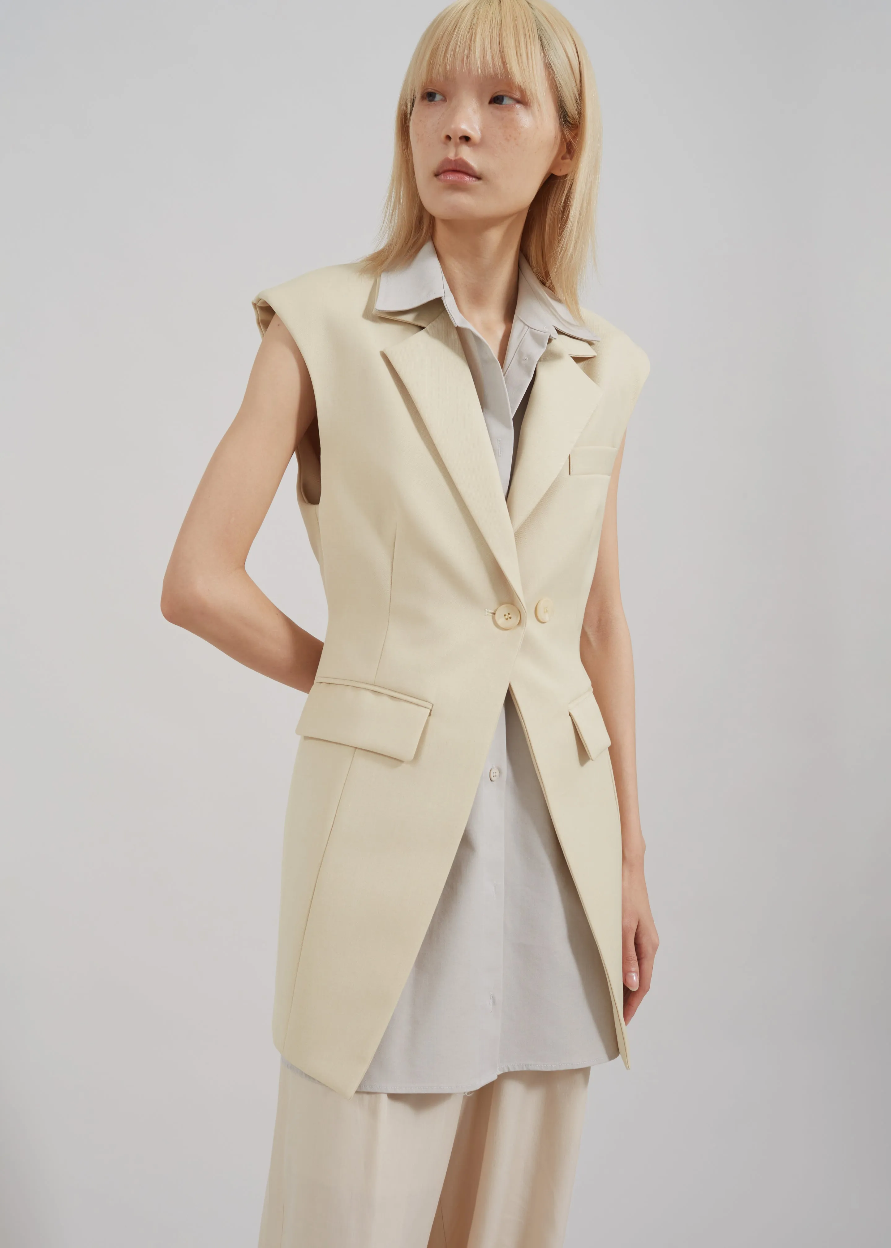 Shari Layered Vest - Beige