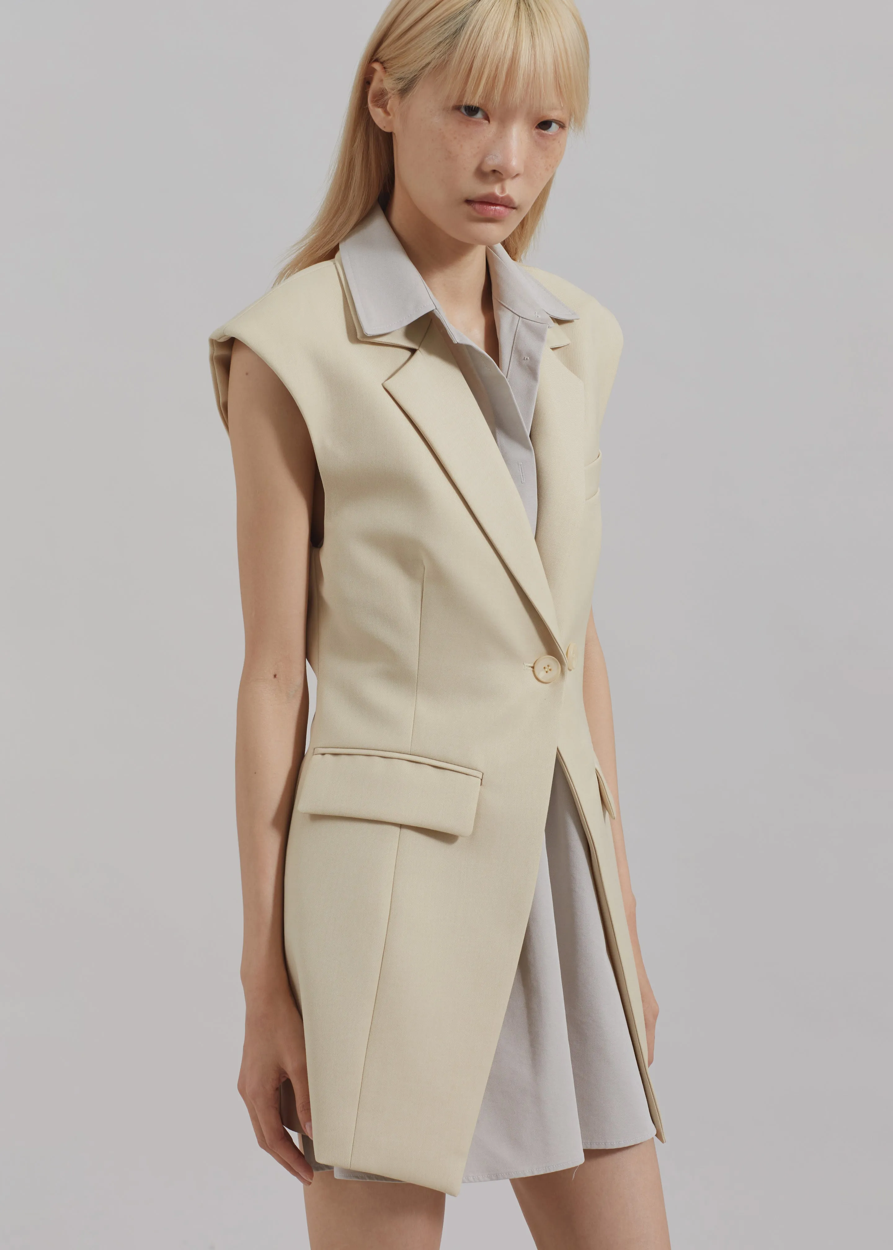 Shari Layered Vest - Beige