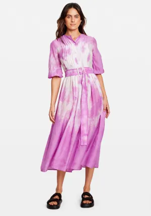 SILK COTTON PLEAT DRESS BERRY