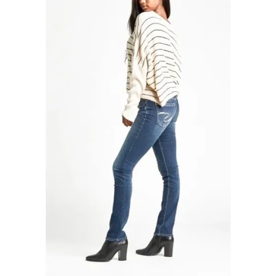 Silver Jeans Women's Suki Mid Rise Curvy Fit Straight Leg Indigo