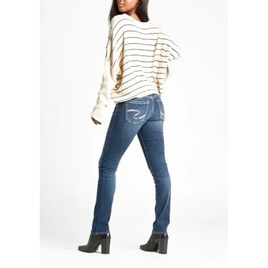 Silver Jeans Women's Suki Mid Rise Curvy Fit Straight Leg Indigo
