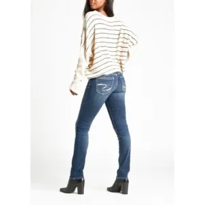 Silver Jeans Women's Suki Mid Rise Curvy Fit Straight Leg Indigo