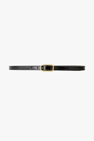 Slim Oval Buckle Leather Belt