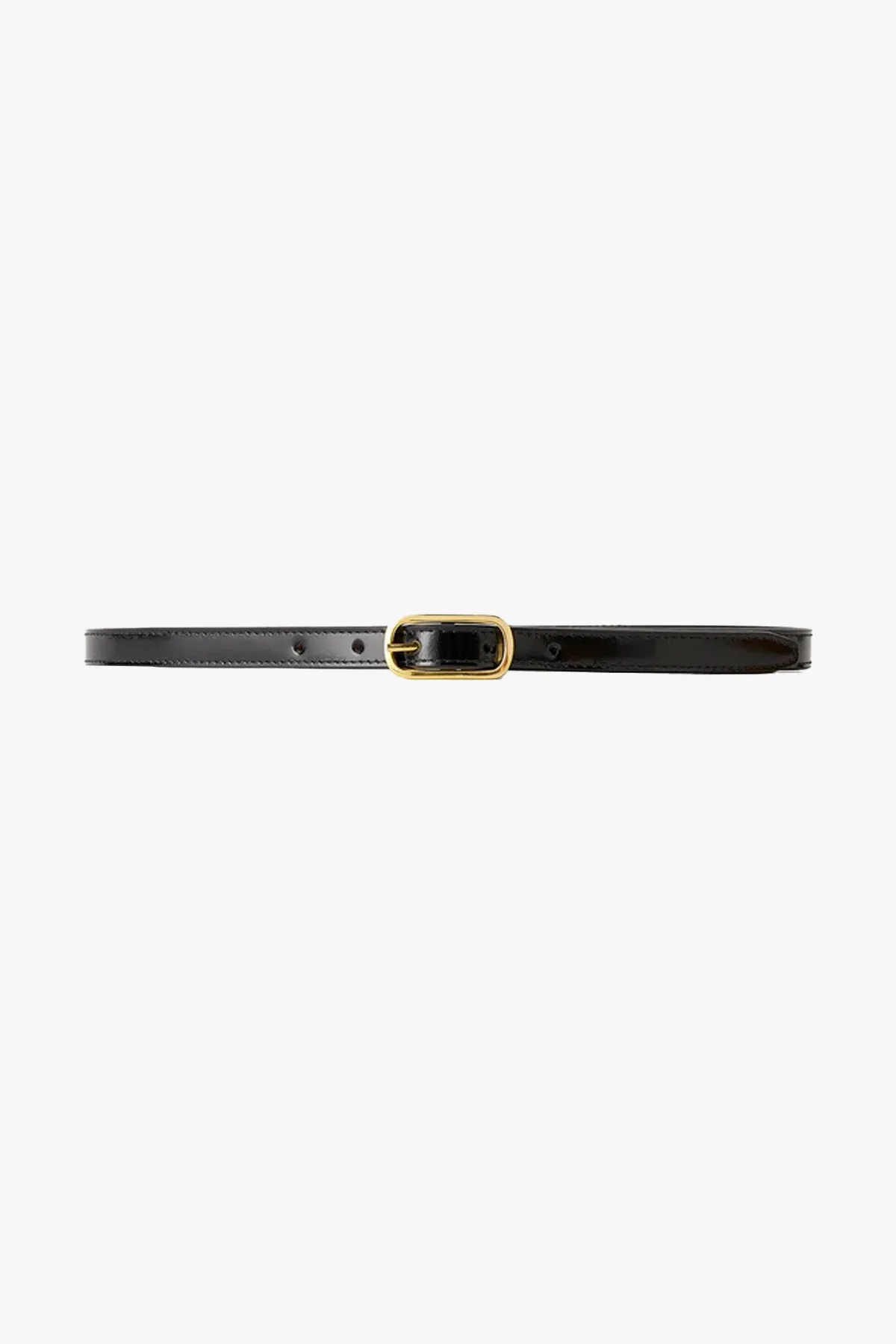 Slim Oval Buckle Leather Belt