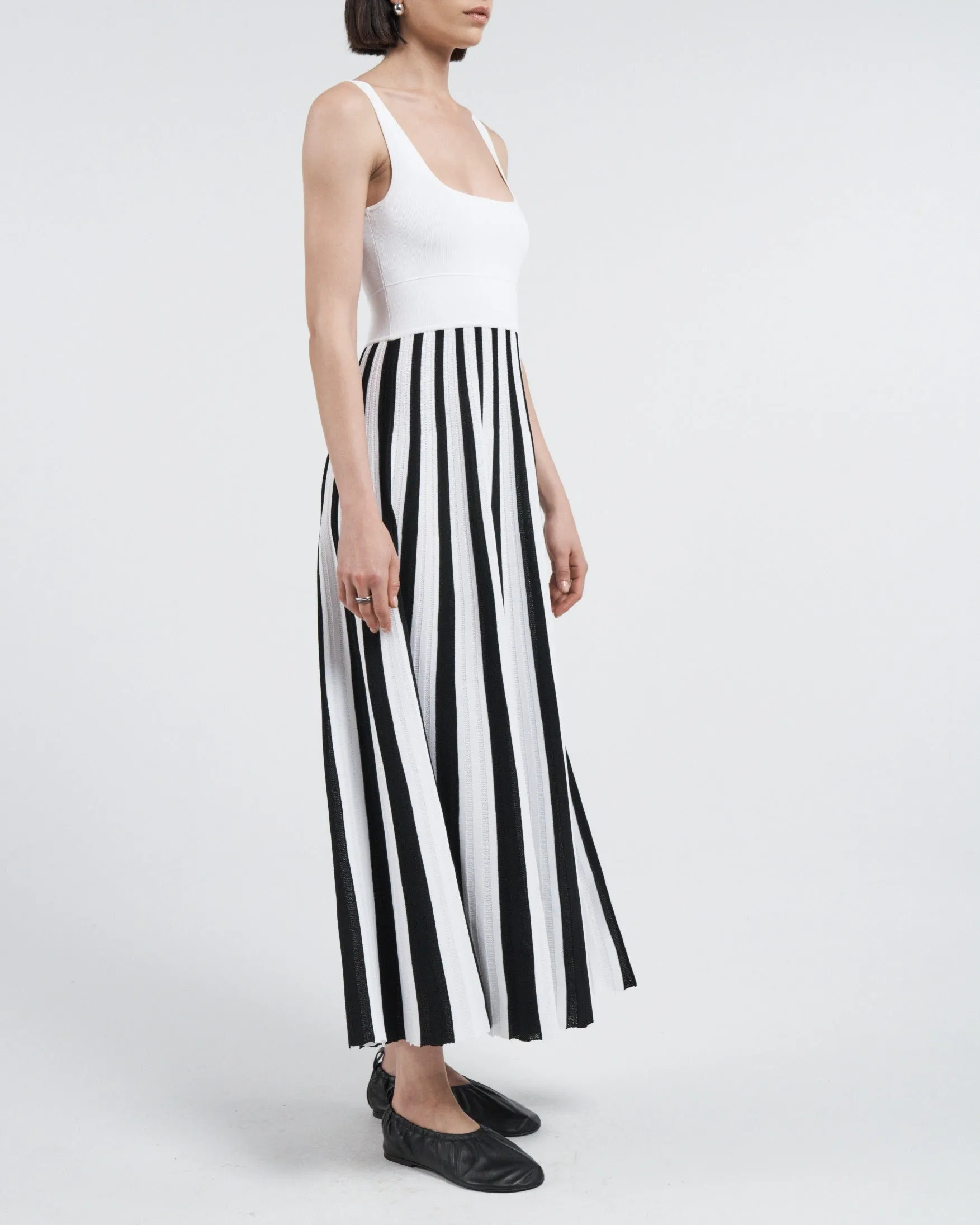 Square Neck Mesh Dress in White