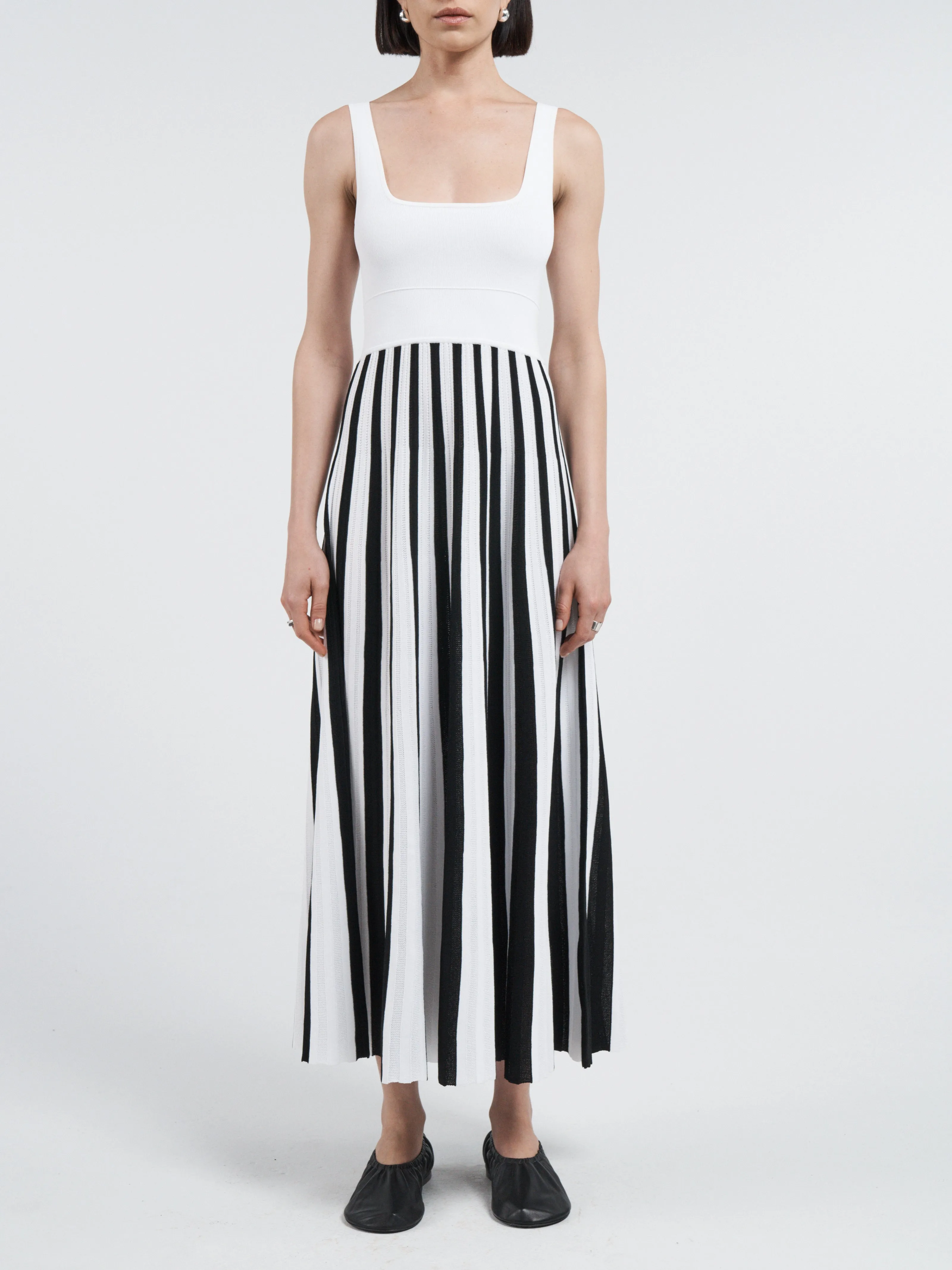 Square Neck Mesh Dress in White