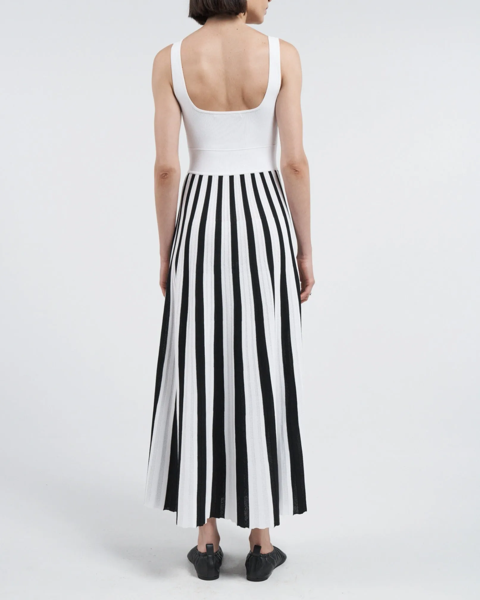 Square Neck Mesh Dress in White