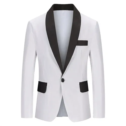 Stylish Blazer Casual Slim Fitness Formal One Button Office Suit Blazer Coat Top White Suit Jacket Masculino Blazers Men