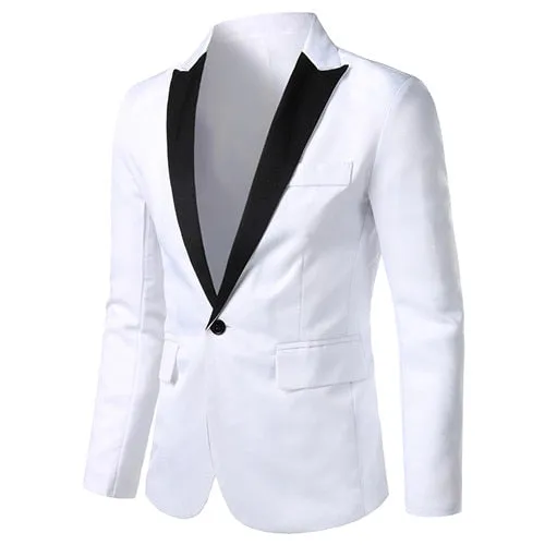 Stylish Blazer Casual Slim Fitness Formal One Button Office Suit Blazer Coat Top White Suit Jacket Masculino Blazers Men