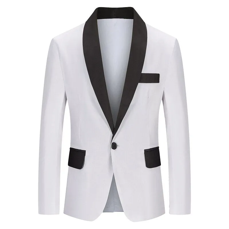Stylish Blazer Casual Slim Fitness Formal One Button Office Suit Blazer Coat Top White Suit Jacket Masculino Blazers Men