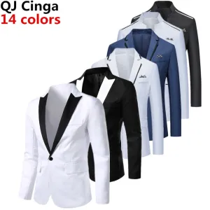 Stylish Blazer Casual Slim Fitness Formal One Button Office Suit Blazer Coat Top White Suit Jacket Masculino Blazers Men