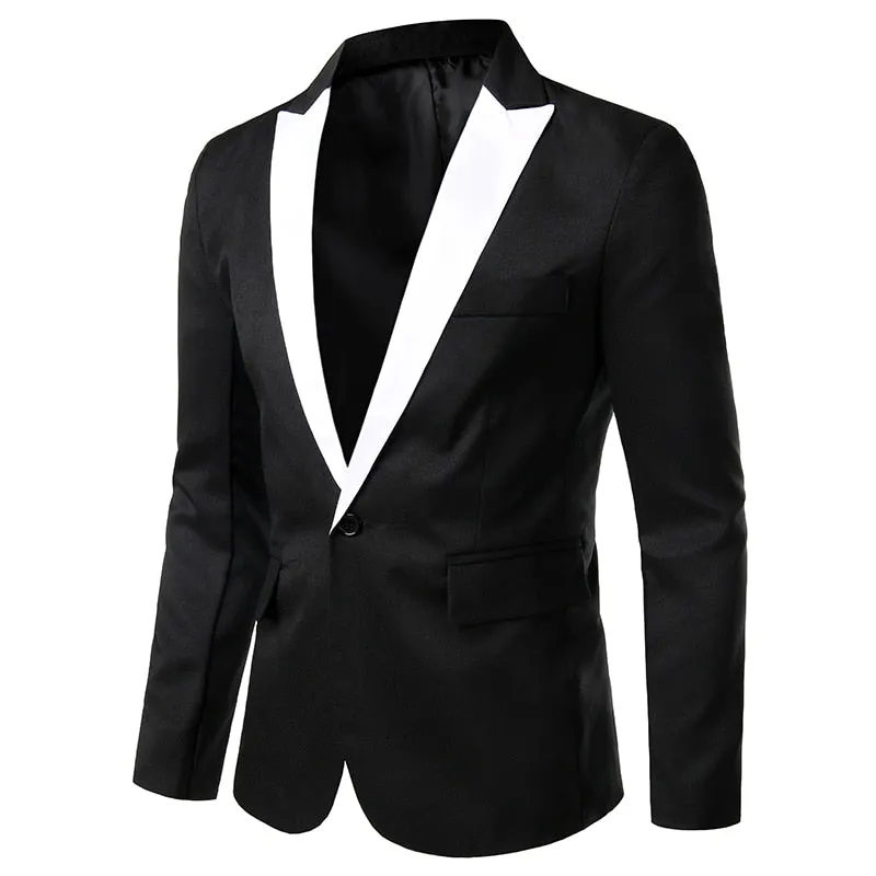 Stylish Blazer Casual Slim Fitness Formal One Button Office Suit Blazer Coat Top White Suit Jacket Masculino Blazers Men
