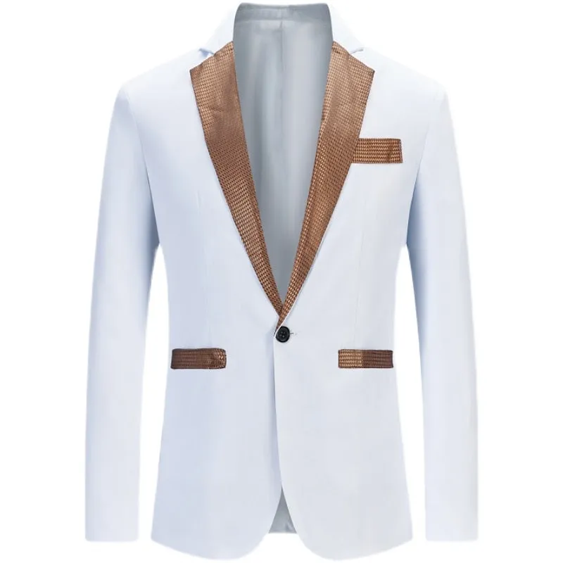 Stylish Blazer Casual Slim Fitness Formal One Button Office Suit Blazer Coat Top White Suit Jacket Masculino Blazers Men