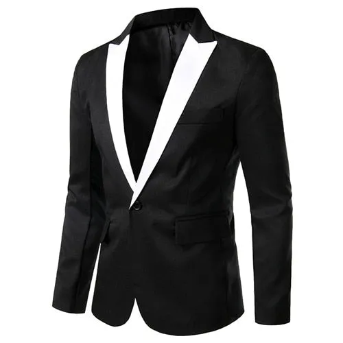 Stylish Blazer Casual Slim Fitness Formal One Button Office Suit Blazer Coat Top White Suit Jacket Masculino Blazers Men