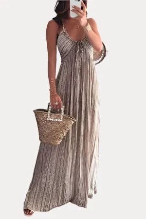 Summeer Backless U Neck Strap Long Dress