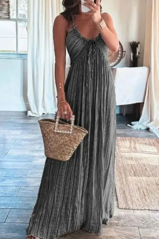 Summeer Backless U Neck Strap Long Dress