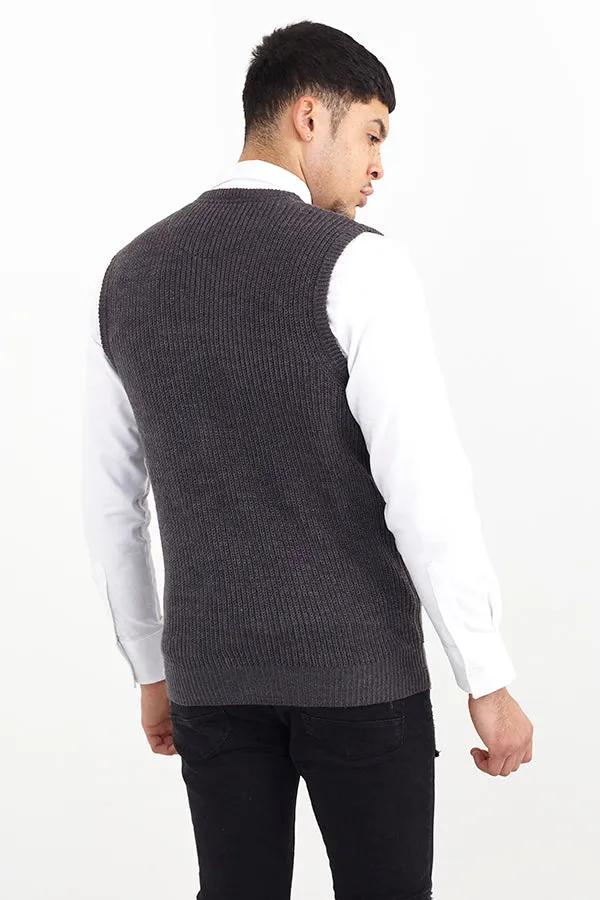 TANK TOP CREW NECK CARDIGAN-KNITTED JUMPER
